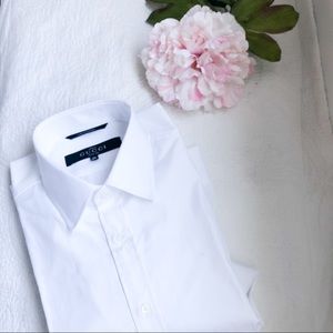 Men’s Gucci White Uniform Dress Shirt 39 15.5